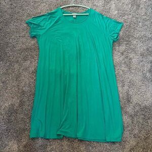 Catherines Women's 3X Plus Size Green Short‎ Sleeve Dress Relaxed Stretch